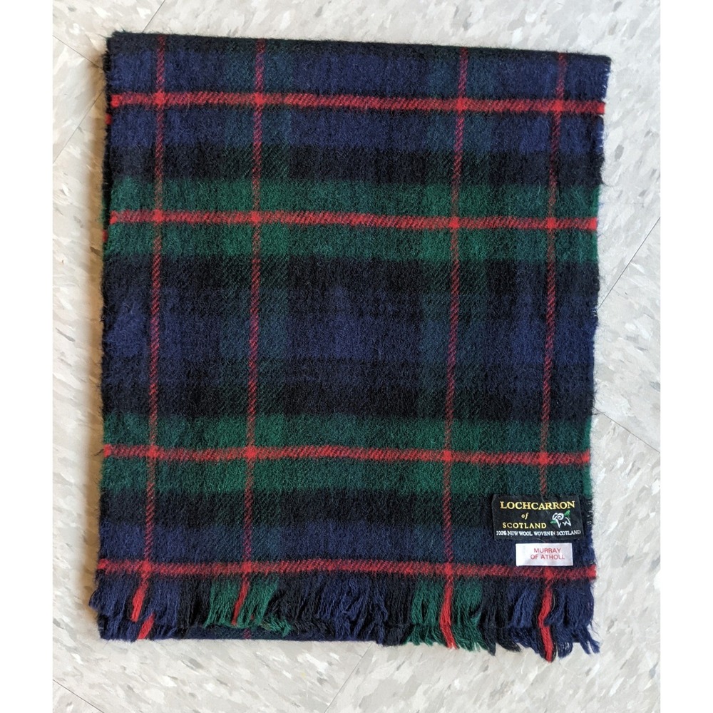 Lochcarron of Scotland Murray of Atholl Tartan Wool Scarf Navy Green Plaid